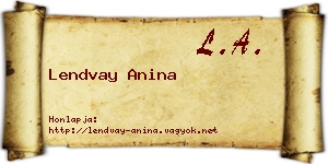 Lendvay Anina névjegykártya
